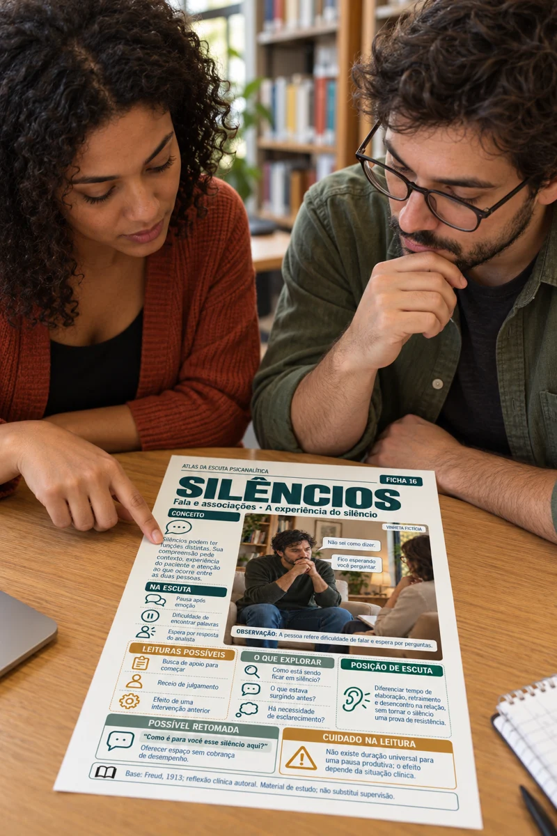 Cena ilustrativa: duas pessoas discutindo uma ficha em uma biblioteca